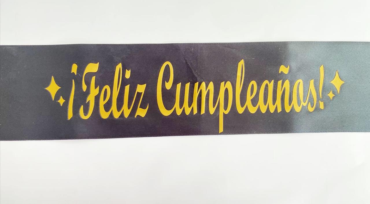 Listón: Feliz cumpleaños - Negro