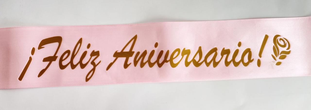 Listón: Feliz aniversario - Rosa