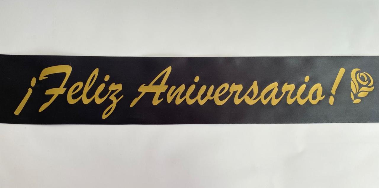 Listón: Feliz aniversario - Negro