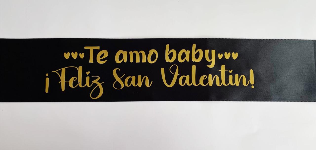 Listón: Te amo baby, feliz San Valentín - Negro